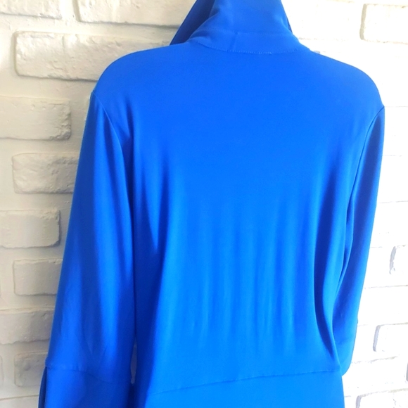 Joseph Ribkoff Collared Wrap Dress Royal Blue Sapphire 3/4 Sleeves Size 12 Retro - Picture 7 of 11